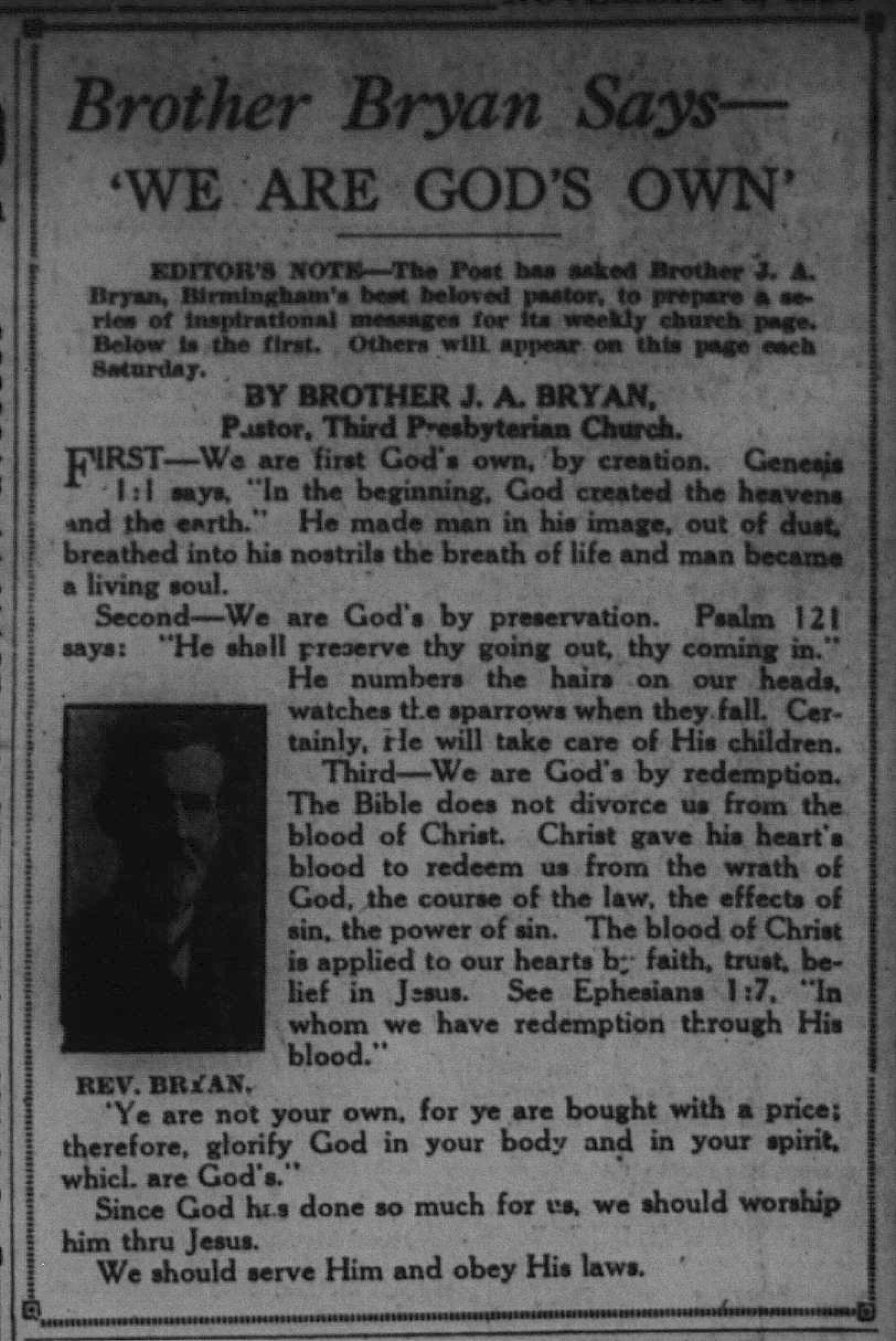 Brother Bryan Says 'We Are God's Own' First Sermon in Series